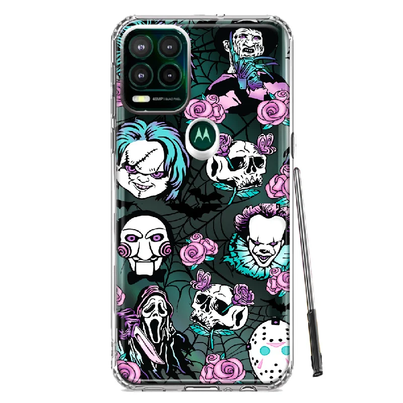 For Motorola Moto G Stylus 5G Roses Halloween Spooky Horror Characters Spider Web Design Hybrid Protective Phone Case Cover