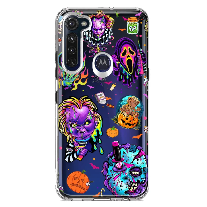 For Motorola Moto G Stylus Cute Halloween Spooky Horror Scary Neon Characters Design Hybrid Protective Phone Case Cover