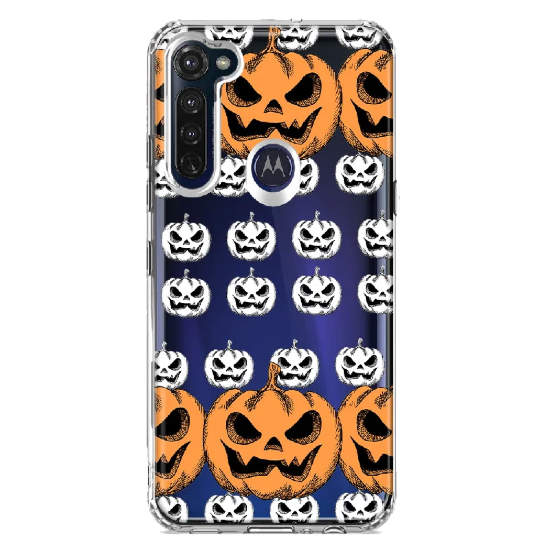 For Motorola Moto G Stylus Halloween Spooky Horror Scary Jack O Lantern Pumpkins Design Hybrid Protective Phone Case Cover