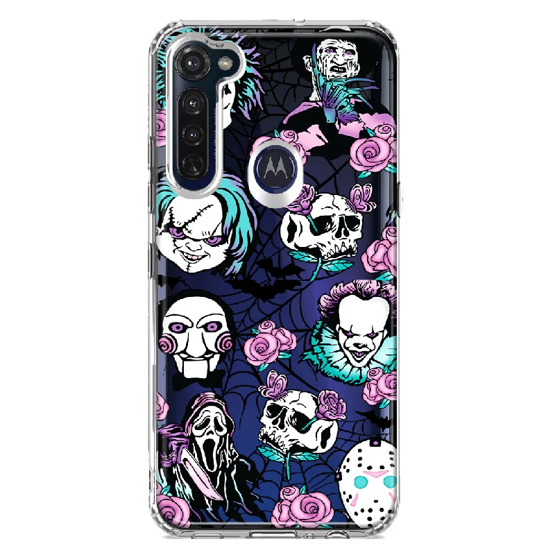 For Motorola Moto G Stylus Roses Halloween Spooky Horror Characters Spider Web Design Hybrid Protective Phone Case Cover