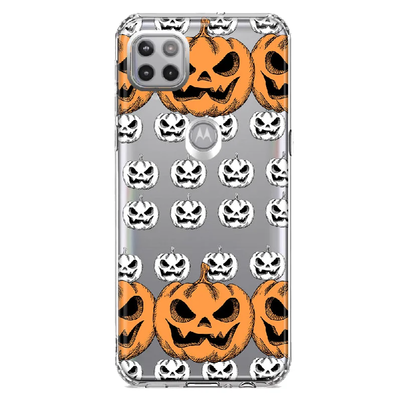 For Motorola One 5G Ace Halloween Spooky Horror Scary Jack O Lantern Pumpkins Design Hybrid Protective Phone Case Cover