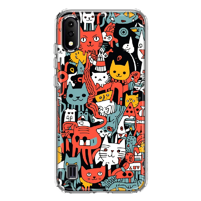 For Samsung Galaxy A01 Psychedelic Cute Cats Friends Pop Art Design Hybrid Protective Phone Case Cover