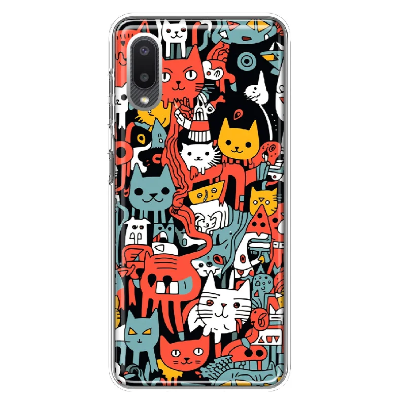 For Samsung Galaxy A02 Psychedelic Cute Cats Friends Pop Art Design Hybrid Protective Phone Case Cover