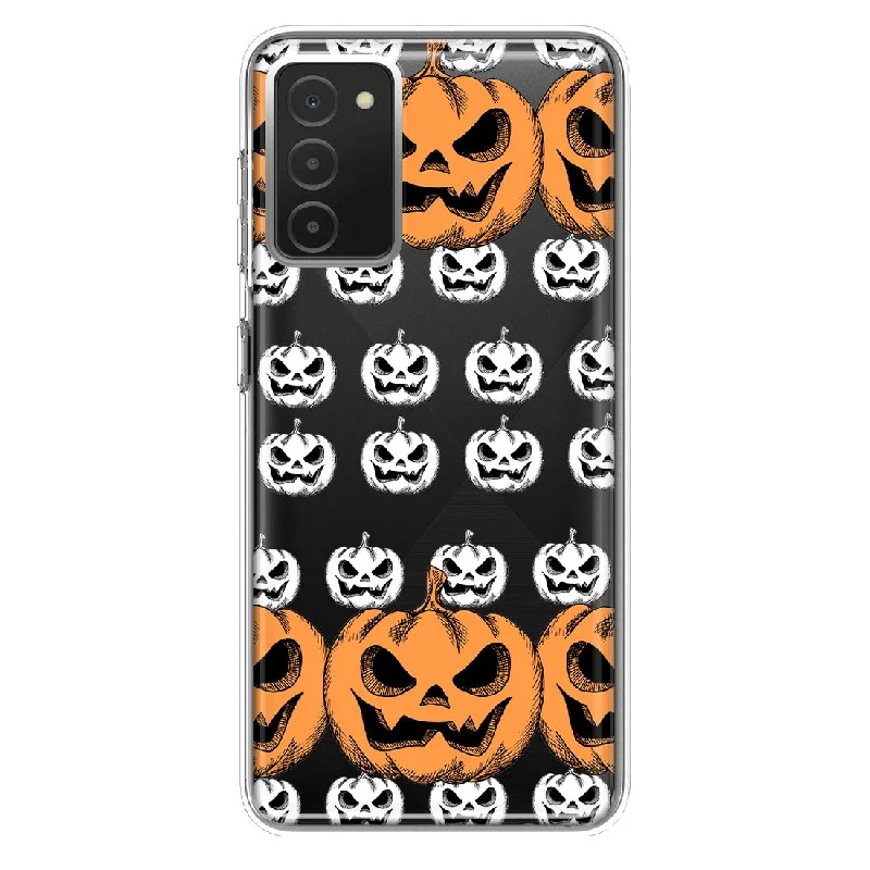 For Samsung Galaxy A03S Halloween Spooky Horror Scary Jack O Lantern Pumpkins Design Hybrid Protective Phone Case Cover