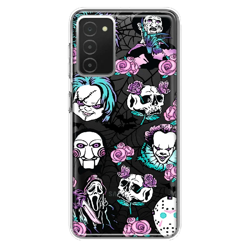 For Samsung Galaxy A03S Roses Halloween Spooky Horror Characters Spider Web Design Hybrid Protective Phone Case Cover