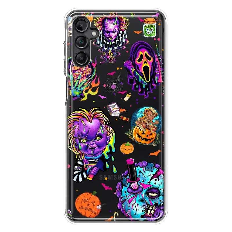 For Samsung Galaxy A13 Cute Halloween Spooky Horror Scary Neon Characters Design Hybrid Protective Phone Case Cover