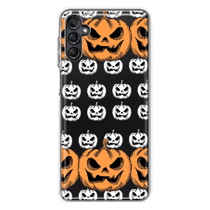 For Samsung Galaxy A13 Halloween Spooky Horror Scary Jack O Lantern Pumpkins Design Hybrid Protective Phone Case Cover