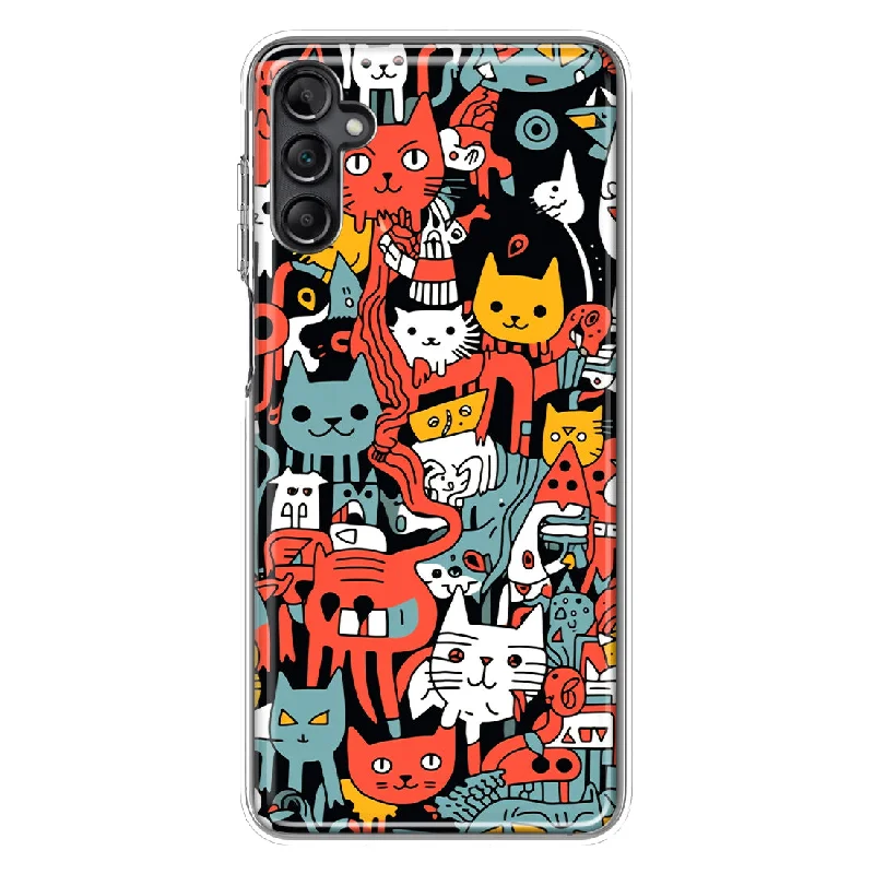 For Samsung Galaxy A13 Psychedelic Cute Cats Friends Pop Art Design Hybrid Protective Phone Case Cover