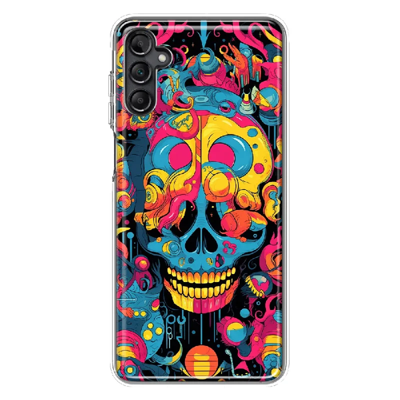 For Samsung Galaxy A13 Psychedelic Trippy Death Skull Pop Art Design Hybrid Protective Phone Case Cover