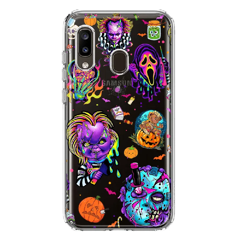 For Samsung Galaxy A20 Cute Halloween Spooky Horror Scary Neon Characters Design Hybrid Protective Phone Case Cover