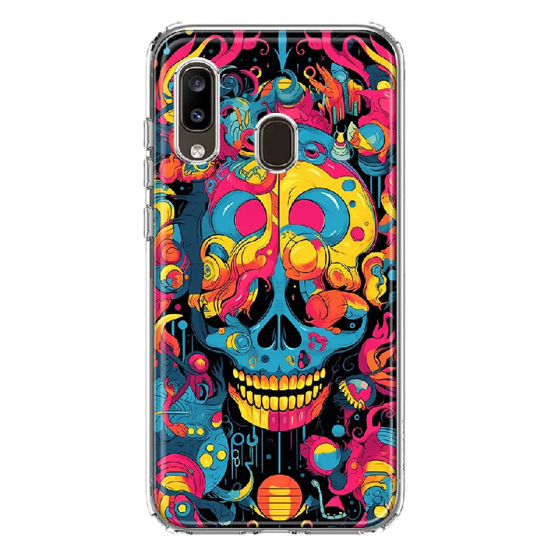 For Samsung Galaxy A20 Psychedelic Trippy Death Skull Pop Art Design Hybrid Protective Phone Case Cover