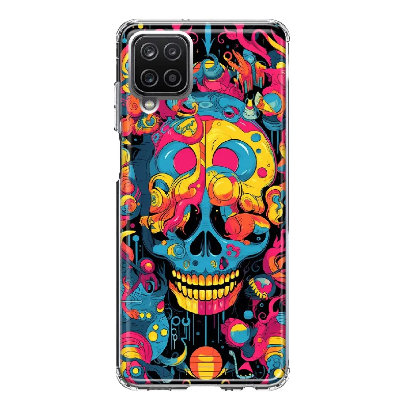 For Samsung Galaxy A22 5G Psychedelic Trippy Death Skull Pop Art Design Hybrid Protective Phone Case Cover