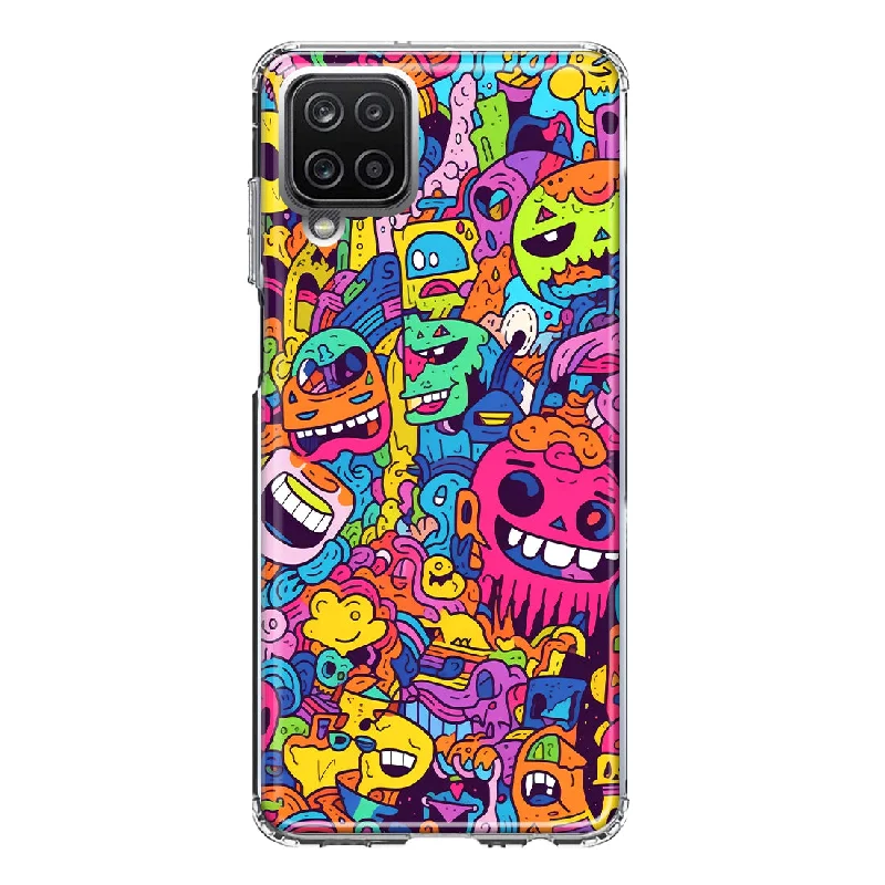 For Samsung Galaxy A22 5G Psychedelic Trippy Happy Characters Pop Art Design Hybrid Protective Phone Case Cover