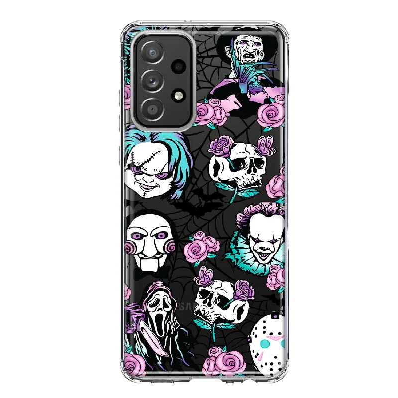 For Samsung Galaxy A31 Roses Halloween Spooky Horror Characters Spider Web Design Hybrid Protective Phone Case Cover