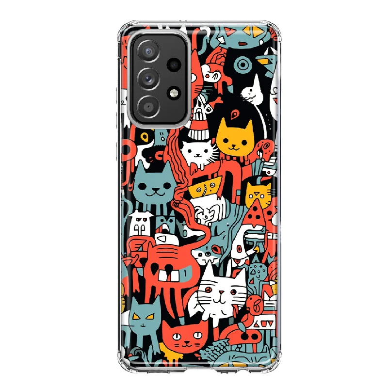 For Samsung Galaxy A32 Psychedelic Cute Cats Friends Pop Art Design Hybrid Protective Phone Case Cover