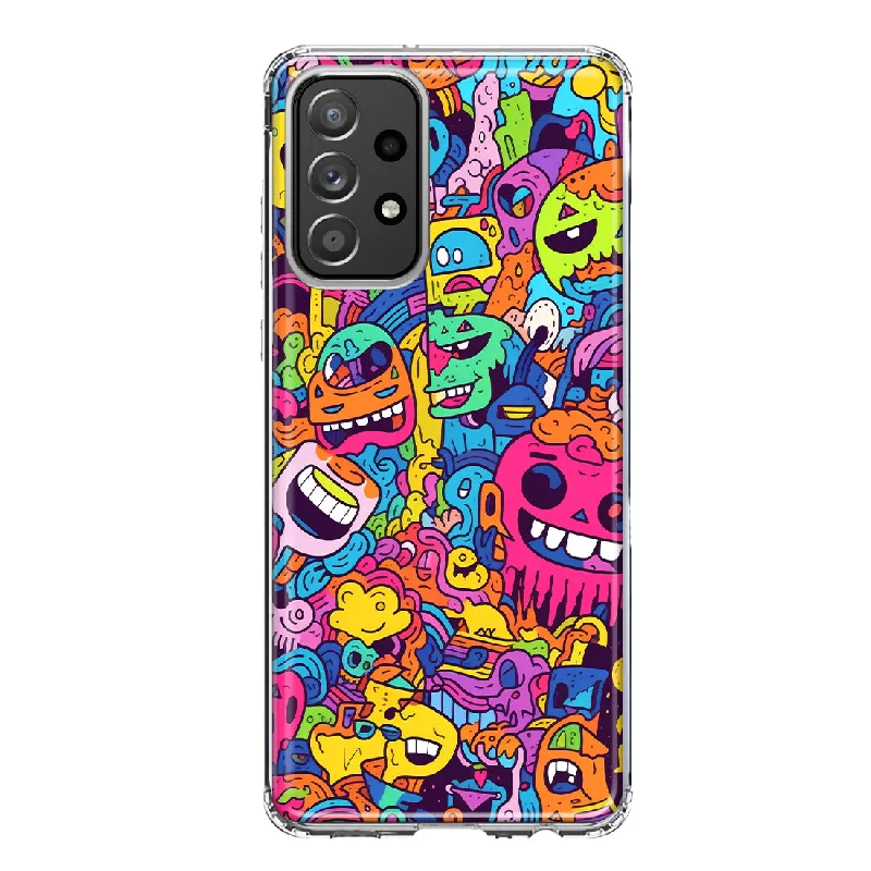 For Samsung Galaxy A32 Psychedelic Trippy Happy Characters Pop Art Design Hybrid Protective Phone Case Cover