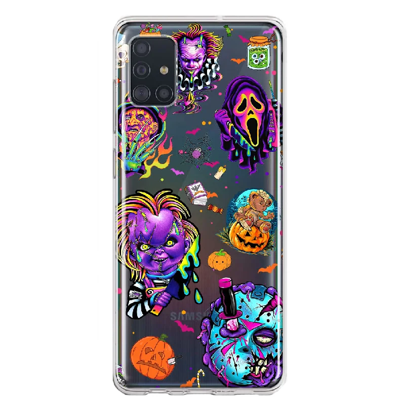 For Samsung Galaxy A51 Cute Halloween Spooky Horror Scary Neon Characters Design Hybrid Protective Phone Case Cover