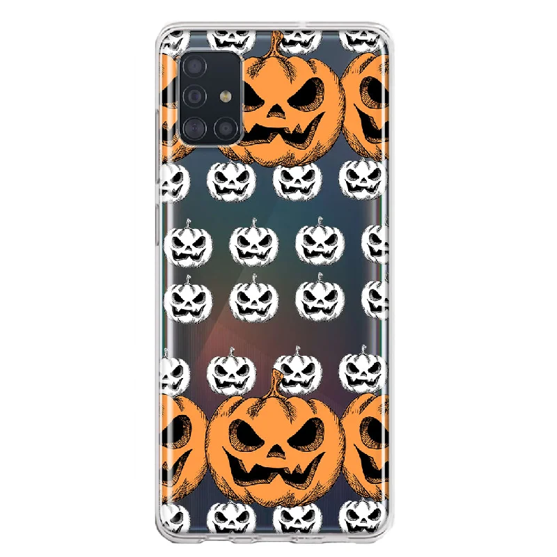 For Samsung Galaxy A51 Halloween Spooky Horror Scary Jack O Lantern Pumpkins Design Hybrid Protective Phone Case Cover