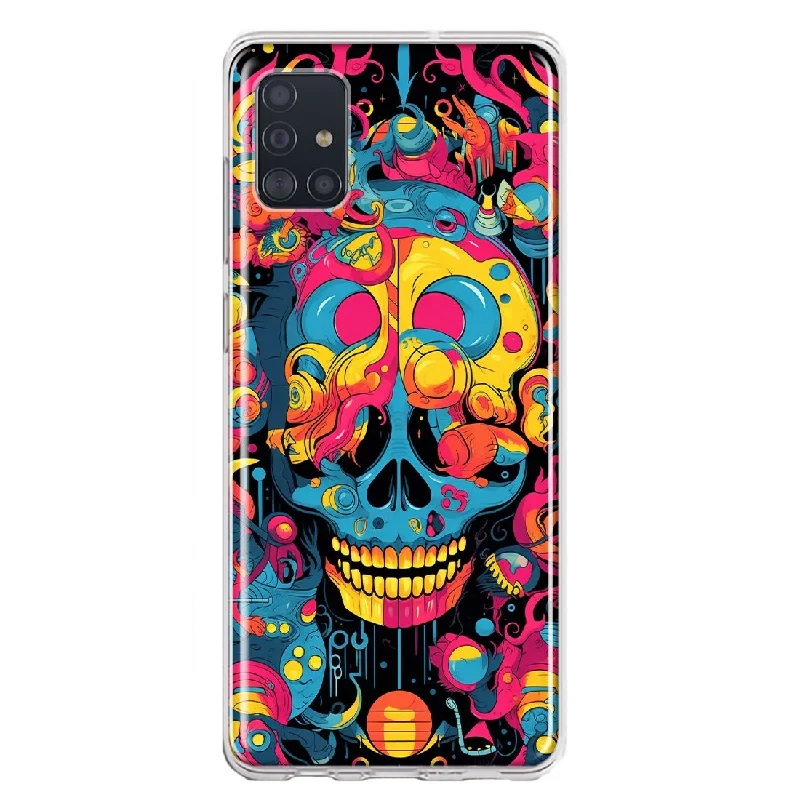 For Samsung Galaxy A51 Psychedelic Trippy Death Skull Pop Art Design Hybrid Protective Phone Case Cover