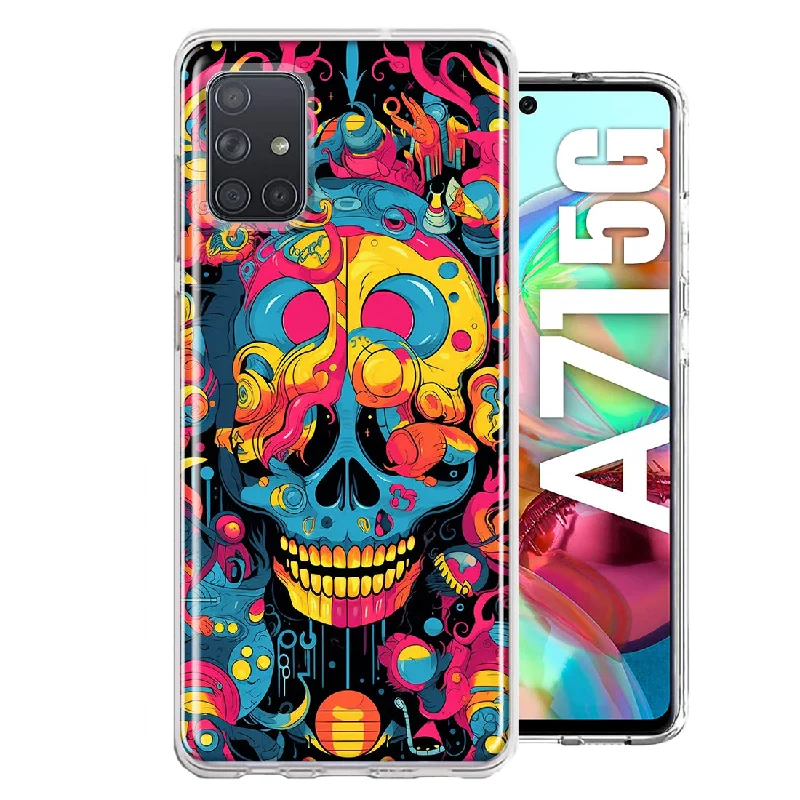 For Samsung Galaxy A71 4G Psychedelic Trippy Death Skull Pop Art Design Hybrid Protective Phone Case Cover