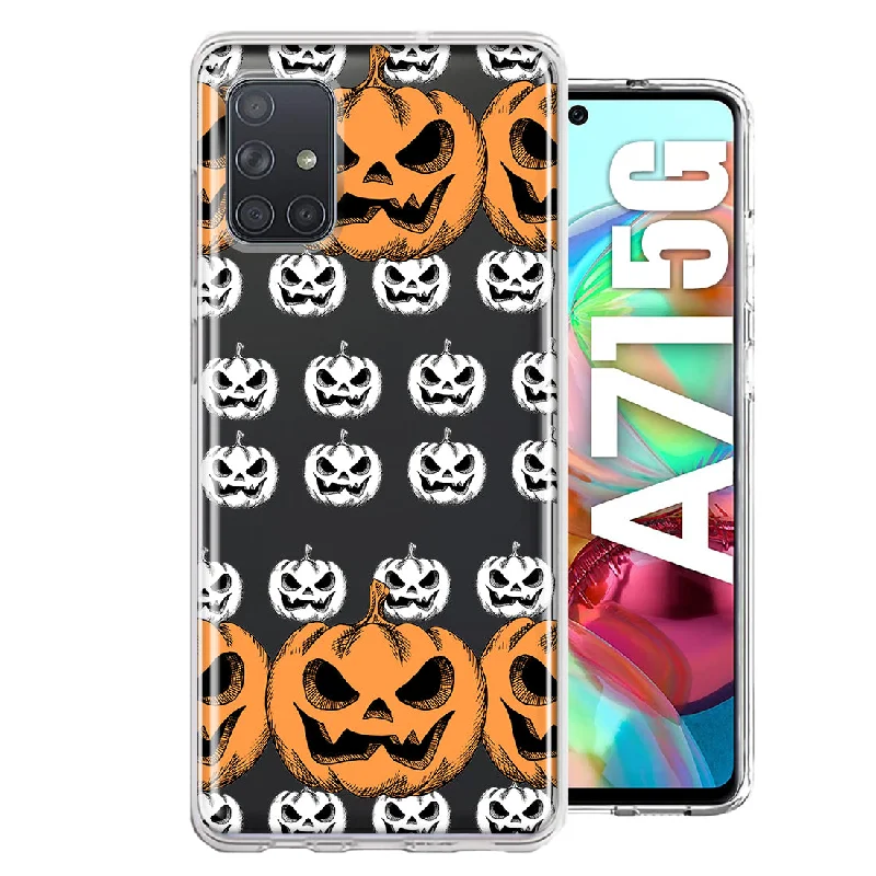 For Samsung Galaxy A71 5G Halloween Spooky Horror Scary Jack O Lantern Pumpkins Design Hybrid Protective Phone Case Cover