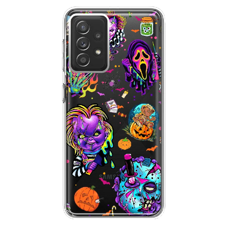 For Samsung Galaxy A72 Cute Halloween Spooky Horror Scary Neon Characters Design Hybrid Protective Phone Case Cover