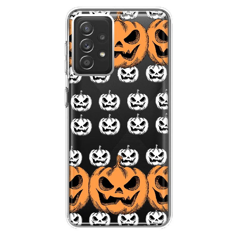 For Samsung Galaxy A72 Halloween Spooky Horror Scary Jack O Lantern Pumpkins Design Hybrid Protective Phone Case Cover