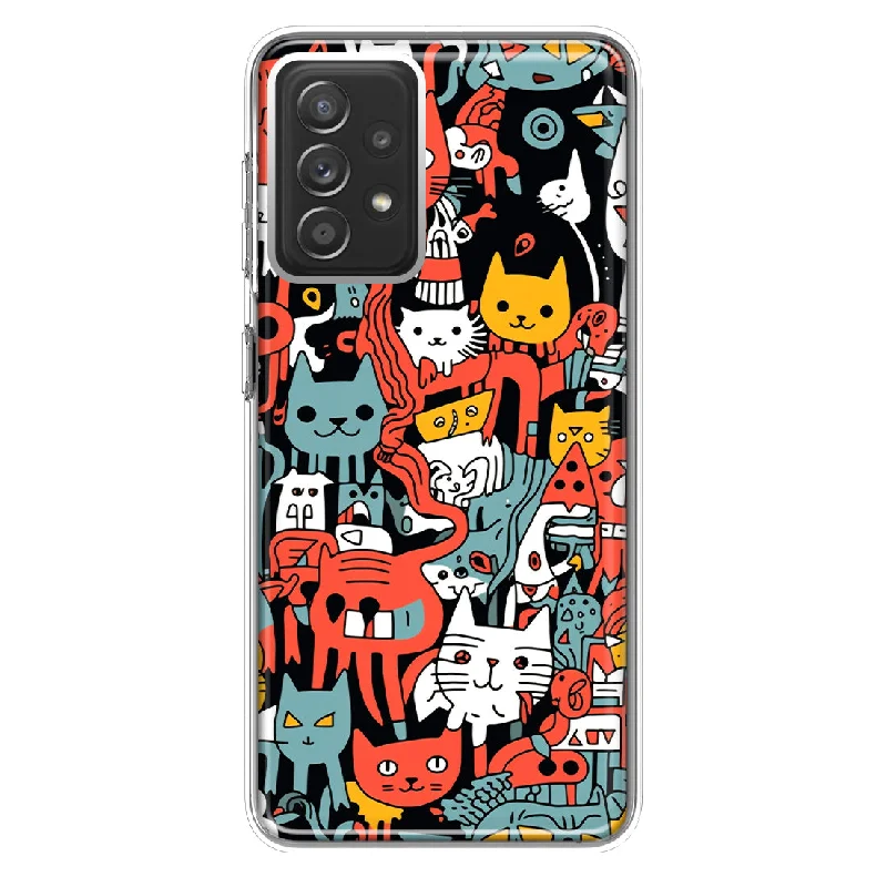 For Samsung Galaxy A72 Psychedelic Cute Cats Friends Pop Art Design Hybrid Protective Phone Case Cover