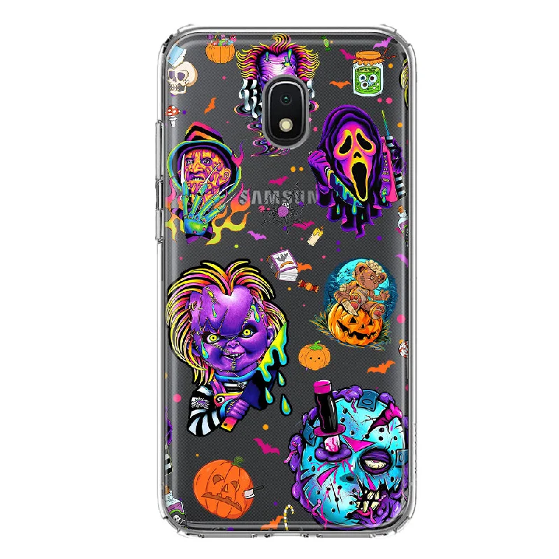 For Samsung Galaxy J3 Express/Prime 3/Amp Prime 3 Cute Halloween Spooky Horror Scary Neon Characters Design Hybrid Protective Phone Case Cover