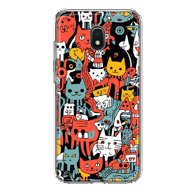 For Samsung Galaxy J3 Express/Prime 3/Amp Prime 3 Psychedelic Cute Cats Friends Pop Art Design Hybrid Protective Phone Case Cover