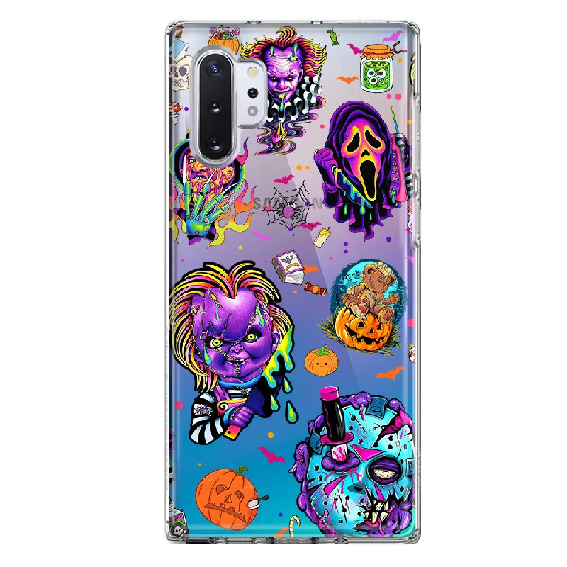 For Samsung Galaxy Note 10 Cute Halloween Spooky Horror Scary Neon Characters Design Hybrid Protective Phone Case Cover