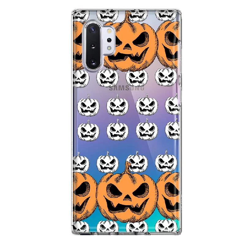 For Samsung Galaxy Note 10 Halloween Spooky Horror Scary Jack O Lantern Pumpkins Design Hybrid Protective Phone Case Cover