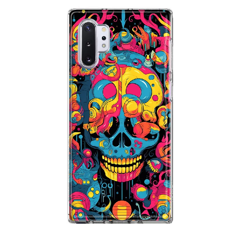 For Samsung Galaxy Note 10 Plus Psychedelic Trippy Death Skull Pop Art Design Hybrid Protective Phone Case Cover