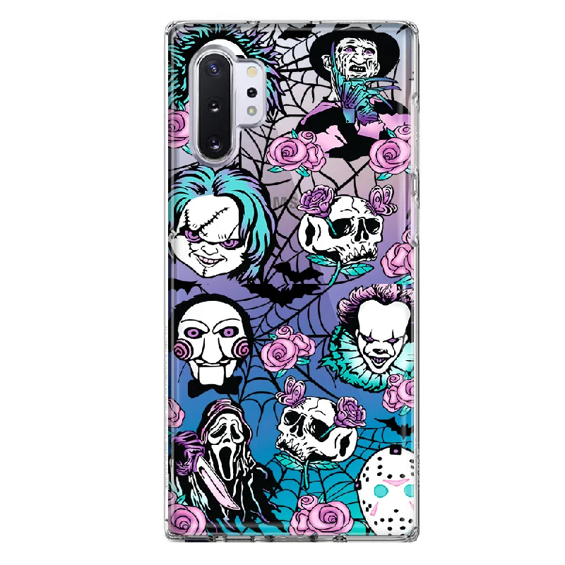 For Samsung Galaxy Note 10 Plus Roses Halloween Spooky Horror Characters Spider Web Design Hybrid Protective Phone Case Cover