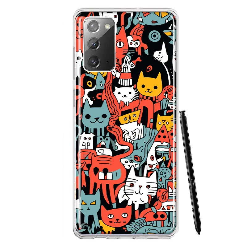 For Samsung Galaxy Note 20 Psychedelic Cute Cats Friends Pop Art Design Hybrid Protective Phone Case Cover