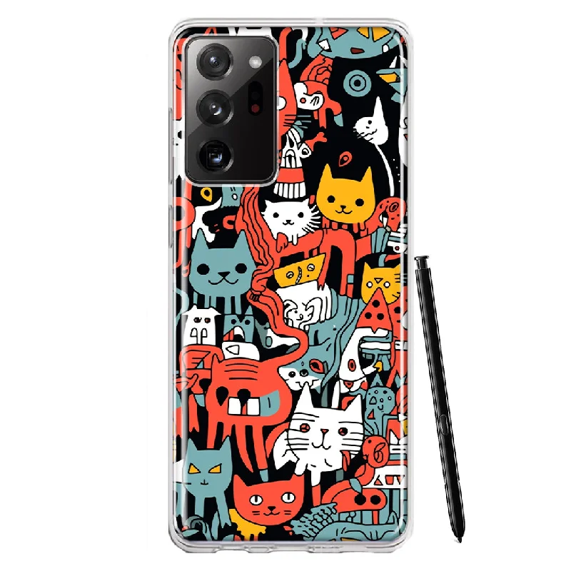 For Samsung Galaxy Note 20 Ultra Psychedelic Cute Cats Friends Pop Art Design Hybrid Protective Phone Case Cover