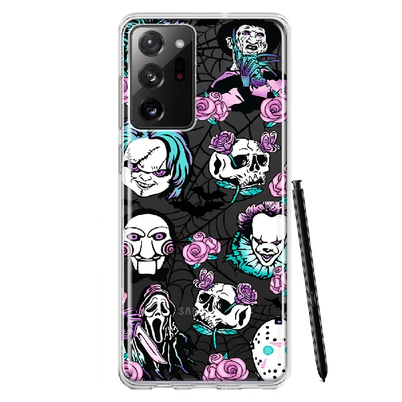 For Samsung Galaxy Note 20 Ultra Roses Halloween Spooky Horror Characters Spider Web Design Hybrid Protective Phone Case Cover