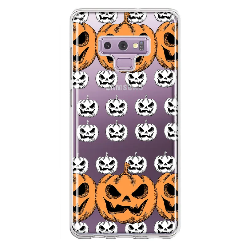 For Samsung Galaxy Note 9 Halloween Spooky Horror Scary Jack O Lantern Pumpkins Design Hybrid Protective Phone Case Cover