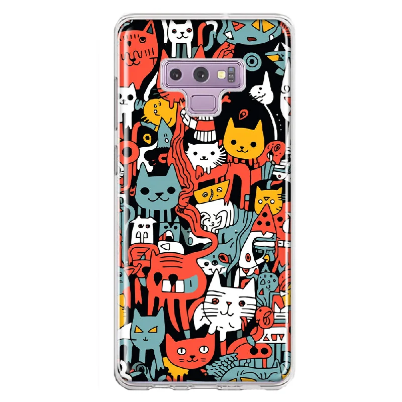 For Samsung Galaxy Note 9 Psychedelic Cute Cats Friends Pop Art Design Hybrid Protective Phone Case Cover