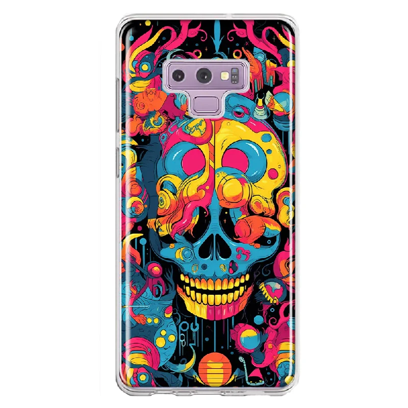 For Samsung Galaxy Note 9 Psychedelic Trippy Death Skull Pop Art Design Hybrid Protective Phone Case Cover