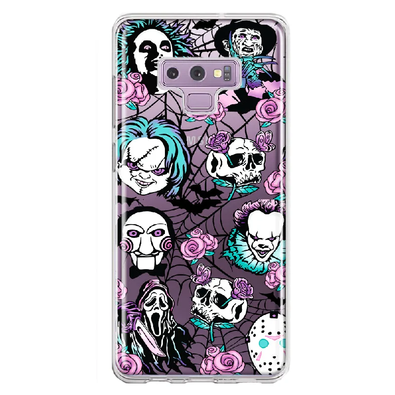 For Samsung Galaxy Note 9 Roses Halloween Spooky Horror Characters Spider Web Design Hybrid Protective Phone Case Cover