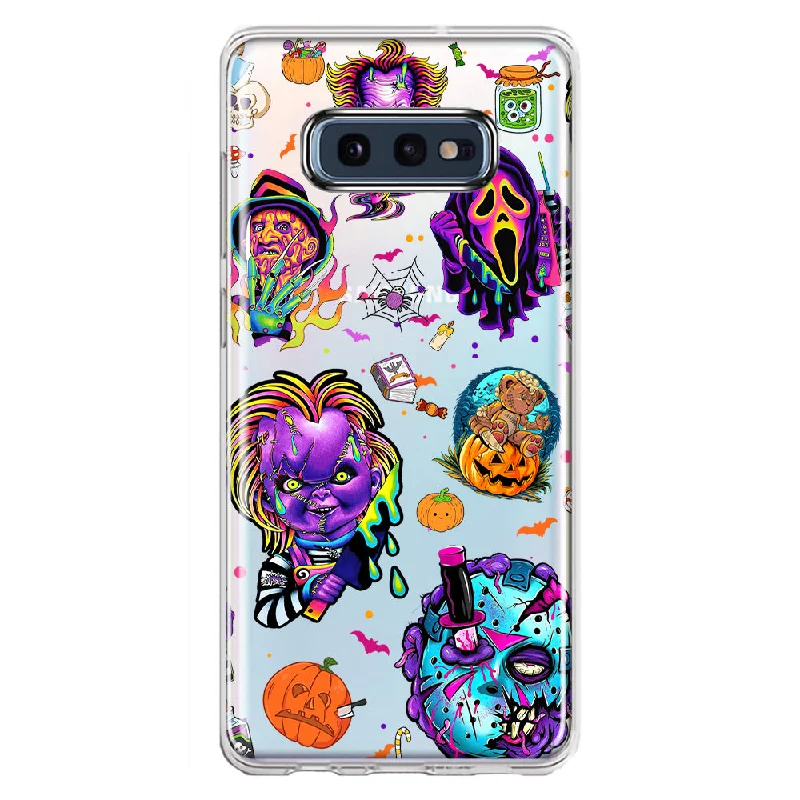 For Samsung Galaxy S10e Cute Halloween Spooky Horror Scary Neon Characters Design Hybrid Protective Phone Case Cover