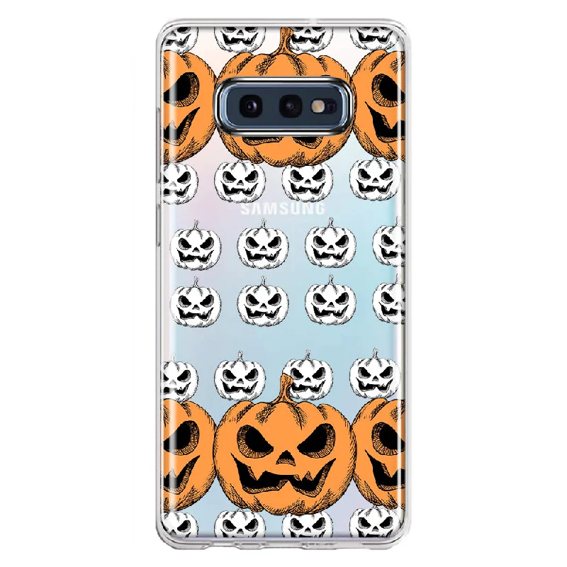 For Samsung Galaxy S10e Halloween Spooky Horror Scary Jack O Lantern Pumpkins Design Hybrid Protective Phone Case Cover