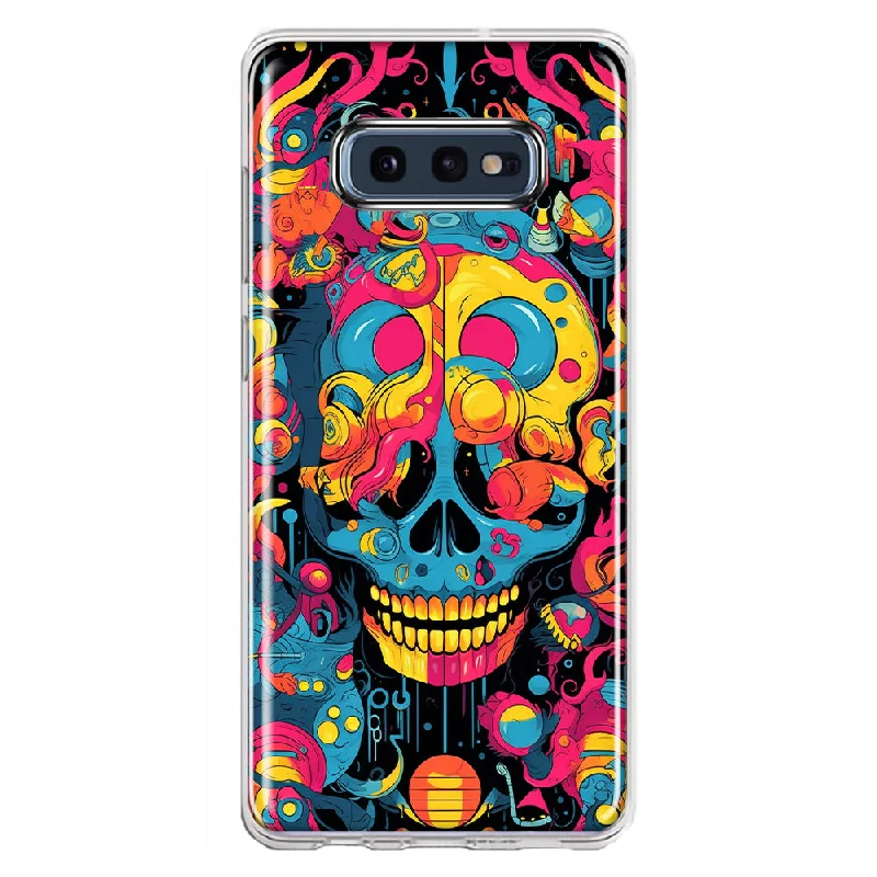 For Samsung Galaxy S10e Psychedelic Trippy Death Skull Pop Art Design Hybrid Protective Phone Case Cover