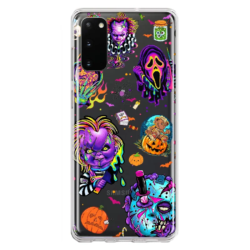 For Samsung Galaxy S20 Cute Halloween Spooky Horror Scary Neon Characters Design Hybrid Protective Phone Case Cover