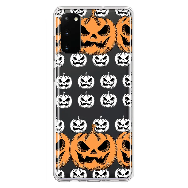 For Samsung Galaxy S20 Halloween Spooky Horror Scary Jack O Lantern Pumpkins Design Hybrid Protective Phone Case Cover