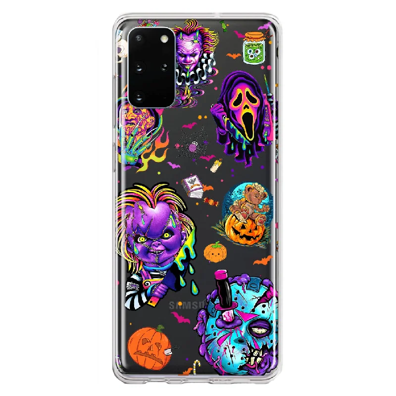 For Samsung Galaxy S20 Plus Cute Halloween Spooky Horror Scary Neon Characters Design Hybrid Protective Phone Case Cover