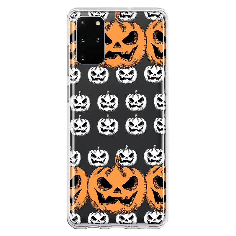 For Samsung Galaxy S20 Plus Halloween Spooky Horror Scary Jack O Lantern Pumpkins Design Hybrid Protective Phone Case Cover