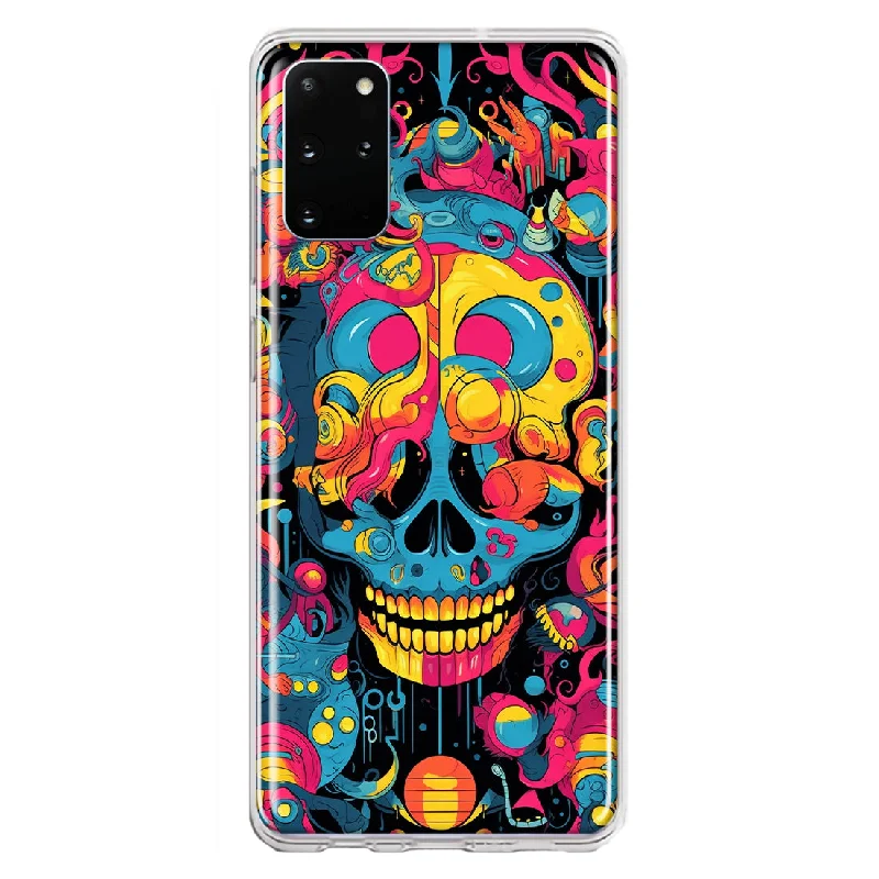 For Samsung Galaxy S20 Plus Psychedelic Trippy Death Skull Pop Art Design Hybrid Protective Phone Case Cover