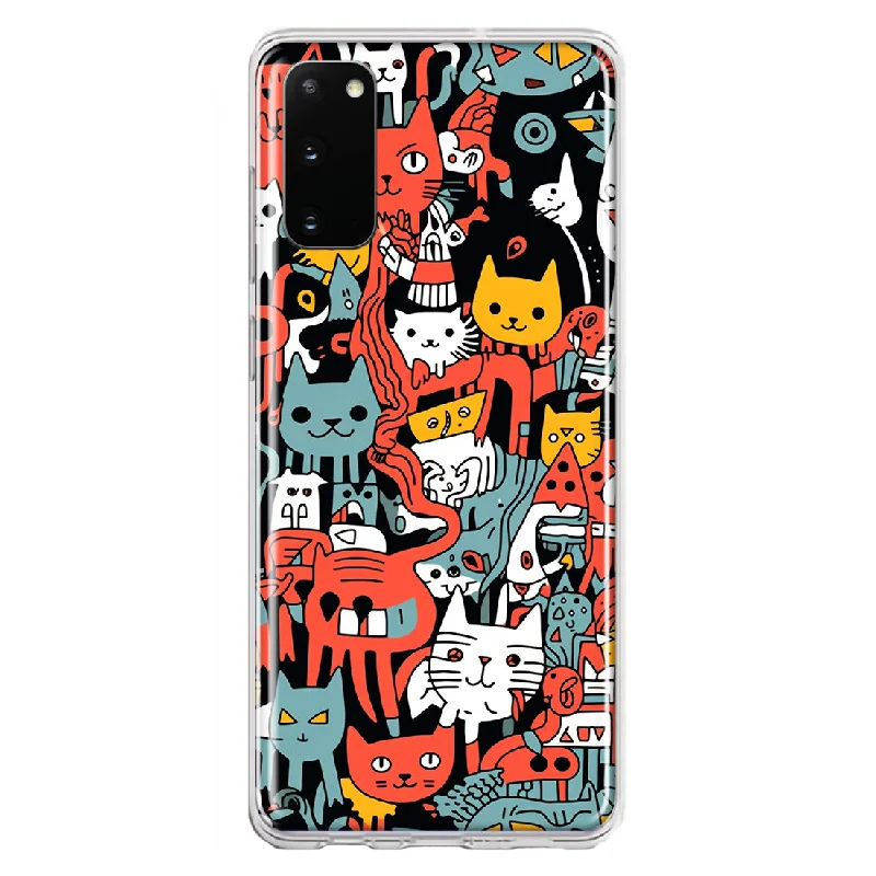 For Samsung Galaxy S20 Psychedelic Cute Cats Friends Pop Art Design Hybrid Protective Phone Case Cover